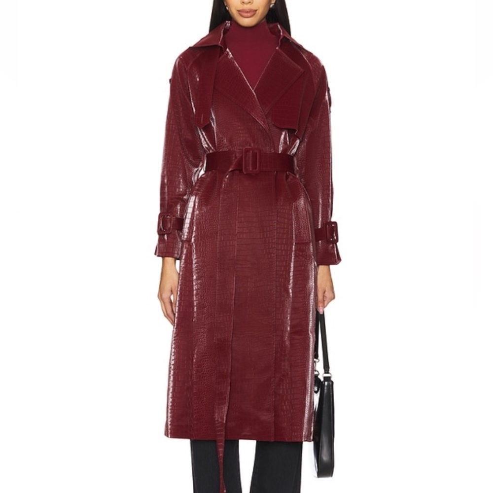 Red faux croc trench